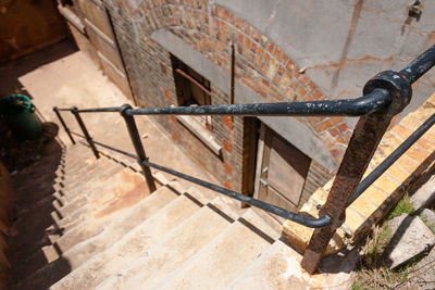 High angle view of steps