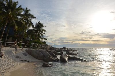 Scenic view of sea against sky at sunset