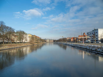 Reflection of buildings in river