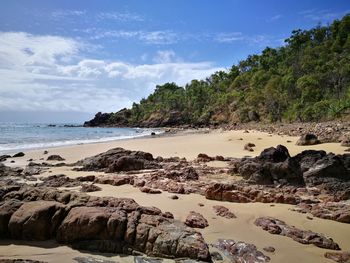 Scenic view of beach against sky