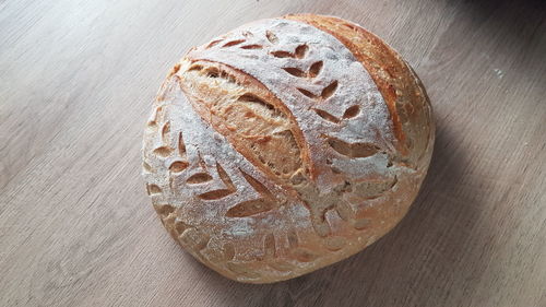 High angle view of bread on table