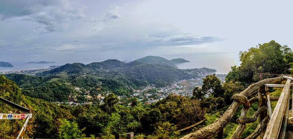 Panoramic view of trees on landscape against sky