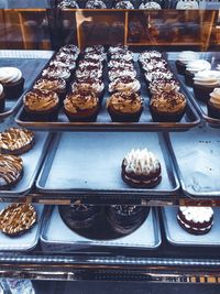 High angle view of ice cream on display at store