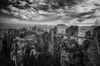 Scenic view of landscape against cloudy sky