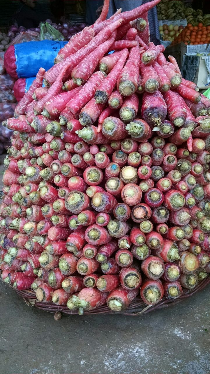 food and drink, food, healthy eating, freshness, fruit, large group of objects, abundance, retail, still life, for sale, market, high angle view, market stall, basket, red, close-up, variation, container, no people, stack