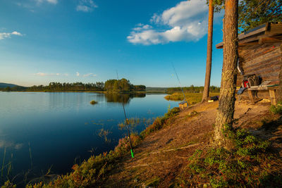 Scenic view of lake against sky