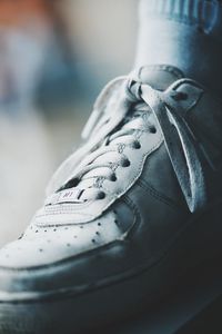 High angle view of shoes on metal