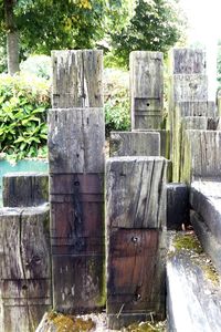 Close-up of wooden fence in field