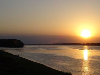 Scenic view of sea during sunset