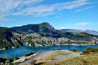 Scenic view of mountains against sky