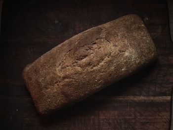 High angle view of bread on cutting board