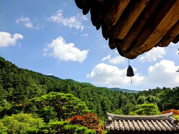 Low angle view of roof against sky