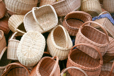 Full frame shot of wickers for sale at market