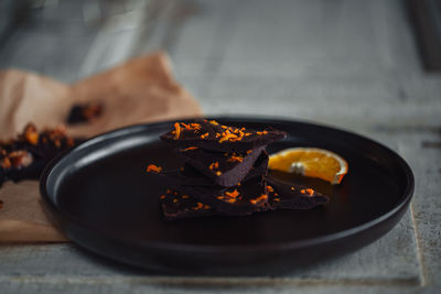 Close-up of homemade chocolate on plate