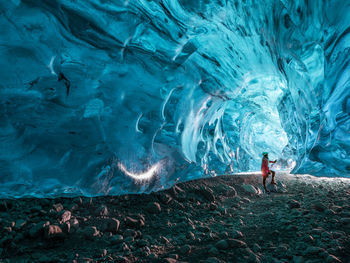 Exploring an ice cave