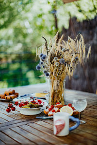 Close-up of breakfast on table