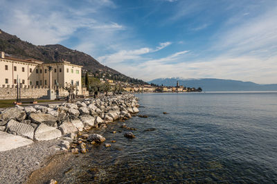 The beautiful promonade in the lakeside of salò