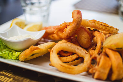 Fresh fried squid and fish in sardinia, italy - italian food