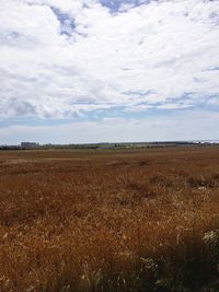 Scenic view of landscape against cloudy sky