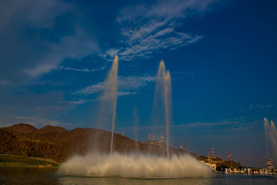 Panoramic view of fountain against sky