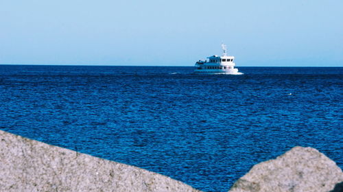 Scenic view of sea against clear sky