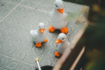 High angle view of stuffed toy on floor