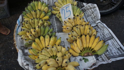 High angle view of bananas for sale at market