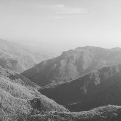 High angle view of mountains against sky