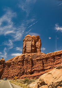 Low angle view of rock formations
