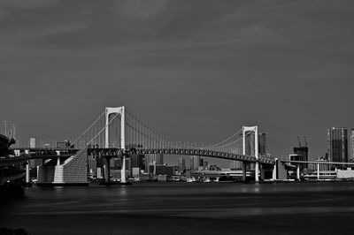 View of city at waterfront and rainbo bridge in tokyo