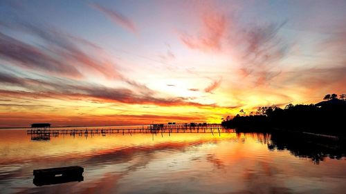 Scenic view of sea at sunset