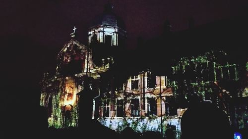 Illuminated buildings at night