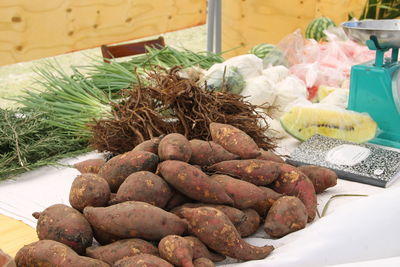 Close-up of vegetables for sale in market