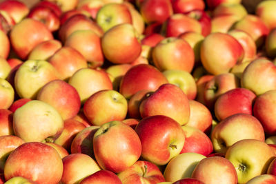 Full frame shot of apples at market stall