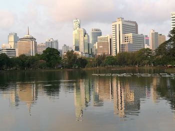 Reflection of buildings in city