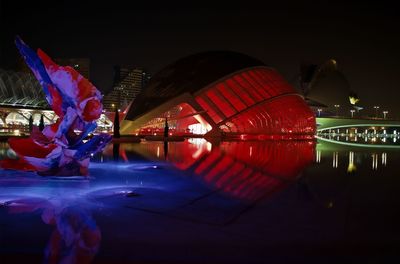 View of illuminated city at night