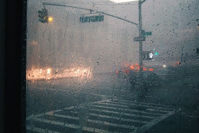 Close-up of raindrops on glass window