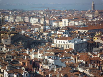 High angle view of townscape against sky