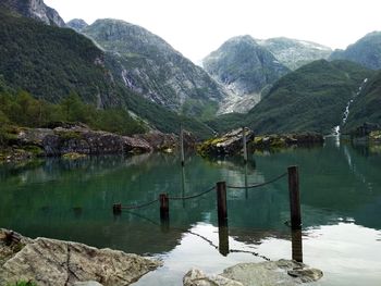 Scenic view of lake and mountains