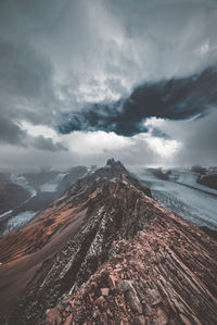 Aerial view of landscape against cloudy sky