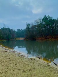 Scenic view of lake against sky