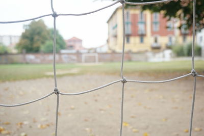 Close-up of soccer field against sky