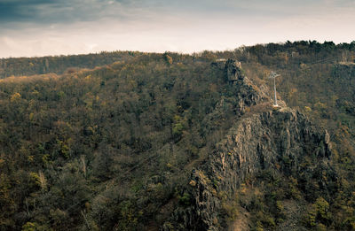 High angle view of trees on landscape against sky