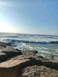 Scenic view of sea against clear sky