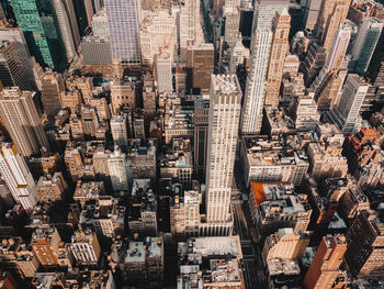 High angle view of city buildings