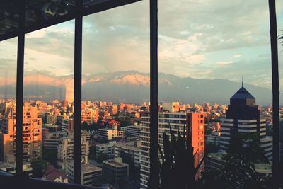 High angle - the city, the sky and the mountains. los andes. 