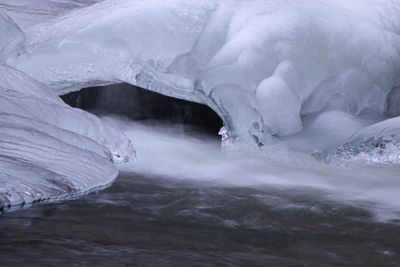 Aerial view of frozen river