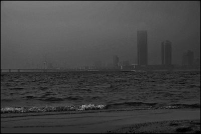 Scenic view of sea against clear sky