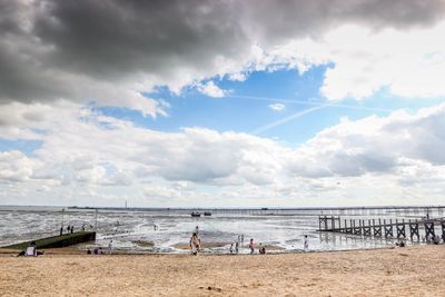 Scenic view of sea against cloudy sky