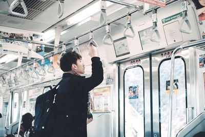 Man traveling in train